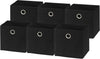 SIMPLE HOUSEWARE 11-Inch Collapsible Fabric Cube Storage Bin with Handles, Printed Design, 6 Pack, Black