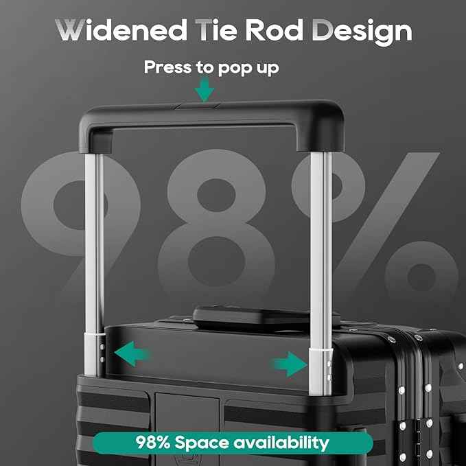 Joyway 20 Inch Carry on Luggage with Aluminium Frame and Front Pocket, PC Hardshell Suitcase with USB Port and Cup Holder, 21.5x14.2x9 Airline Approved, Luggage with Spinner Wheels and TSA Lock(Black)