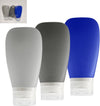 Leak Proof Silicone (Soft) Refillable Bottles 3oz-90 ml Travel Squeeze Bottles for Toiletries, TSA Size Containers for Lotions, Shampoos, Soaps, Sanitizer (3-Pack) Men or Women