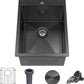 15 x 20 Inch Black Drop In Kitchen Sink - Single Bowl Topmount Bar Prep Sink - 18 Gauge Stainless Steel with Grid and Basket Strainer
