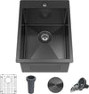 15 x 20 Inch Black Drop In Kitchen Sink - Single Bowl Topmount Bar Prep Sink - 18 Gauge Stainless Steel with Grid and Basket Strainer