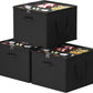 Lifewit Shoe Storage Organizer for Closet, Fits 12-16 Pairs, Large Shoe Box Storage Containers with Clear Cover and Reinforced Handles, Foldable Storage Bins Fit for Boots Heels Sneakers, 3 Pack Black