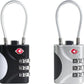 TSA Approved Luggage Locks - Small Combo Travel Padlock with Cable, TSA 007 Suitcase & Backpack Security, Durable & Easy to Use (Black+Silver)