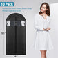 50" Black Garment Bag, Mens Suit Bags for Closet Storage and Travel, Garment Bags for Hanging Clothes, Suit Cover Bags with Zipper for Coats, Dresses, Shirts, 10 Packs