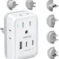 VINTAR Universal Travel Adapter Kit, International Power Adapter with 4 AC & 3 USB Ports(2 USB C), Type A,B,C,E/F,G,I, Swap Adapt Attachments, Travel Adapter Worldwide for Europe/UK/Aus/Japan/Africa