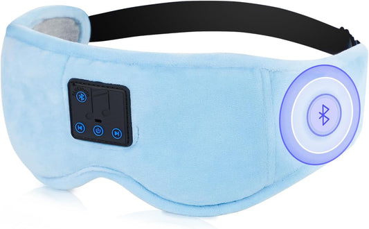 Sleep Mask with Bluetooth Headphones 3D Contour Sleeping Headphones 5.4 Wireless Bluetooth, Ultra-Thin Stereo Speakers Blackout Eye Masks for Men Women Travel Sleep
