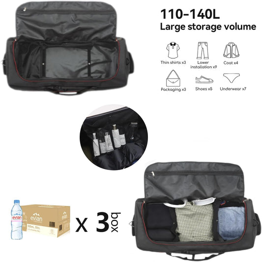 Vomgomfom 32" Soft-Sided Foldable Wheeled Travel Duffel Bag,Expandable 110L to 140L Rolling Cargo Bag with 2 Wheels and Multiple Pockets,Black-red - Roamly