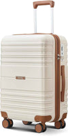 Carry On Luggage 20 Inch, Hardside Expandable Suitcase with Spinner Wheels, Lightweight PC +ABS Luggage with TSA Lock & YKK Zippers (Beige)