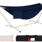 LazyDaze Hammocks Double Hammock with Stand - 2 Person Heavy Duty Outdoor Hammock for Adults, Includes Durable Steel Stand, Portable Carrying Bag and Pillow, Navy Blue