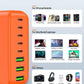 500W USB C Charger Block, 8-Port USB C Charging Station Fast Charging PD 120W PC Laptop Charger Adapter Compatible with MacBook Pro/Air/All iPad,DELL, iPhone 16/15/14/13/Pro Max/Galaxy