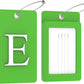 Gostwo 2 Pack Luggage Tags for Suitcases, 26 Initial Letter Travel Luggage Baggage Identification Labels ID Tag Fully Bendable Tags with Stainless Steel Loop (Green) (Letter E)