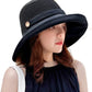 Women Wide Brim Sun Hats Metal Wired Edge Summer UV Protection Beach Fishing Hat for Hiking Garden Travel Chin Strap