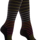 Cotton Compression Socks for Women & Men. 15-20 mmHg Support Knee-High Black Stripes X/L