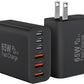 USB C Charger Block, 65W USBC Wall Charging Blocks 6-Port PD & QC Power Adapter Multiport Type C Fast Chargers Plug Cube Brick for iPhone 16/15/14/13/12/Pro Max,iPad Pro,Samsung Galaxy S25 Black