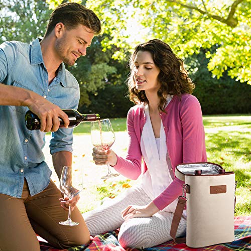 2 Bottle Insulated Wine Tote Carrier Bag