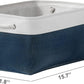 TheWarmHome Collapsible Storage Bin for Shelves - Large 3 Pack 16x12x8 inch Storage Basket for Organizing with Handles, Canves Storage Box for Organizer Toy Closet Cloth Gift (White & Jean Blue)