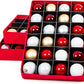 [Christmas Ornament Storage Box with Dividers] - (Holds 72 Ornaments up to 3 Inches in Diameter) | Acid-Free Removable Trays with Separators | 3 Removable Drawer Style Trays