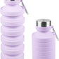 Nefeeko Collapsible Water Bottle, Reuseable BPA Free Silicone Foldable Water Bottles for Travel Gym Camping Hiking, Portable Leak Proof Sports Water Bottle with Carabiner