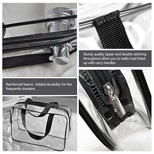 3Pcs Crystal Clear PVC Travel Toiletry Bag Kit for Women Men