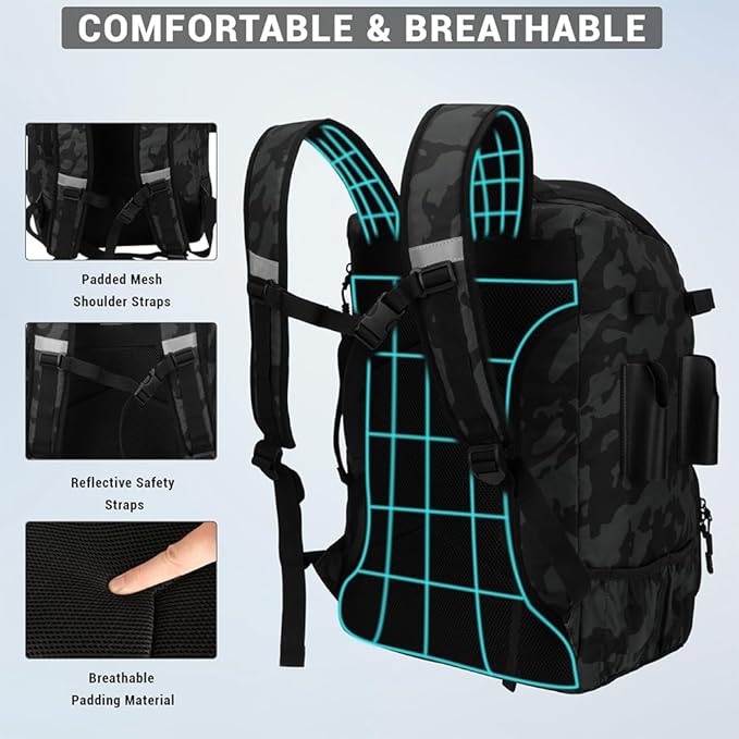 Fishing Backpack with Rod Holders,40L Large Water-resistant Fishing Tackle Bag with Cooler,Tackle Box Backpack
