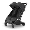 UPPAbaby Minu Duo Side-by-Side Double Stroller - Lightweight + Compact Design for Travel - Easy Fold- from Birth to Toddler - Independent Recline - Jake (Charcoal/Carbon Frame/Black Leather)