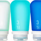 humangear GoToob+ 3-Pack (Large) | Refillable Silicone Travel Bottle | Locking Lid | Food-Safe Material | Mint/Aqua/Teal, Large (3.4 fl.oz.; 100ml)