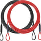 3.3mm (1/8 Inch) Outdoor Travel Security Cable-3/4/6/10/15/20/30ft Luggage Lock Safety Wire Flexible Steel Wire Rope with Double Loop Safety for Luggage, Bike, Lock (Balck+Red, 3ft-(2Pack)