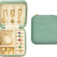 Travel Jewelry Case, Small Plush Velvet Jewelry Box for Women and Girls, Portable Jewelry holder organizer for Rings Earrings Necklaces Bracelets(Mint)