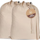 LFH Home Large Premium 100% Cotton Canvas Laundry Bag with Drawstring and Handles Heavy Duty, Multi-Use, and Washable for Home, Travel, College or Storage 24x36 (Pack of 2)-Natural