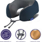 napfun Neck Pillow for Traveling, Upgraded Travel Neck Pillow for Airplane 100% Pure Memory Foam Travel Pillow for Flight Headrest Sleep, Portable Plane Accessories, Deep Blue Set, Medium (120-200LB)