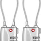 ZHEGE TSA Wire Lock 2 Pack Cable Luggage Lock with Alloy Body for Suitcase, Baggage, Backpack, Pistol Case (Silver)