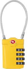 ZHEGE TSA Approved Cable Locks Flexible, Travel Lock Zipper Bag, 4 Digit Luggage Combination Lock with Open Alert Indicator for Suitcase, Backpack, Baggage (1 Pack, Yellow)