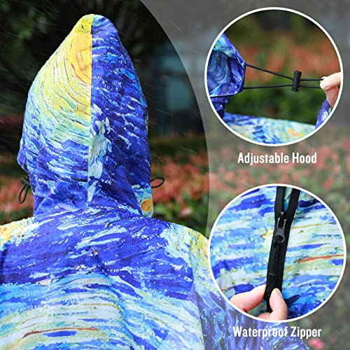 Adults Rain Poncho Waterproof Raincoat Hood with Pocket