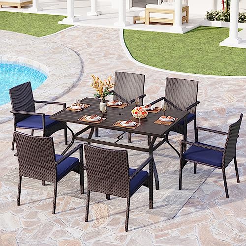 Wicker Patio Dining Chairs Set of 6 with Removable Cushions (6 Count)
