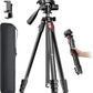 68" Lightweight Camera Tripod Stand, Compact Portable Travel Aluminum Tripod for DSLR/SLR, Compatible with Canon/Nikon/Phone (Supports 8.8 lbs, Weighs 2.46 lbs) Black