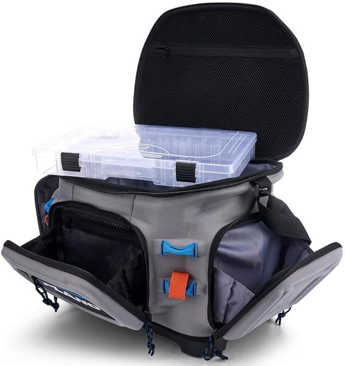 Plano Atlas 3700 Tackle Bag, Premium EVA-Constructed Fishing Tackle Bag, Molded Waterproof Base, Water-Resistant Cell Phone Pocket, Magnetic Tool and Hook Holder