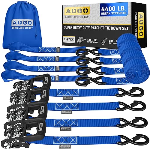 Heavy Duty Ratchet Straps & Soft Loops (4 Count)