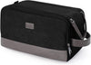 WANDF Toiletry Bag for Men Travel Toiletry Organizer Canvas and Leather Dopp Kit Water-Resistant Shaving Bag for Travel Accessories (Black, Large) - Roamly