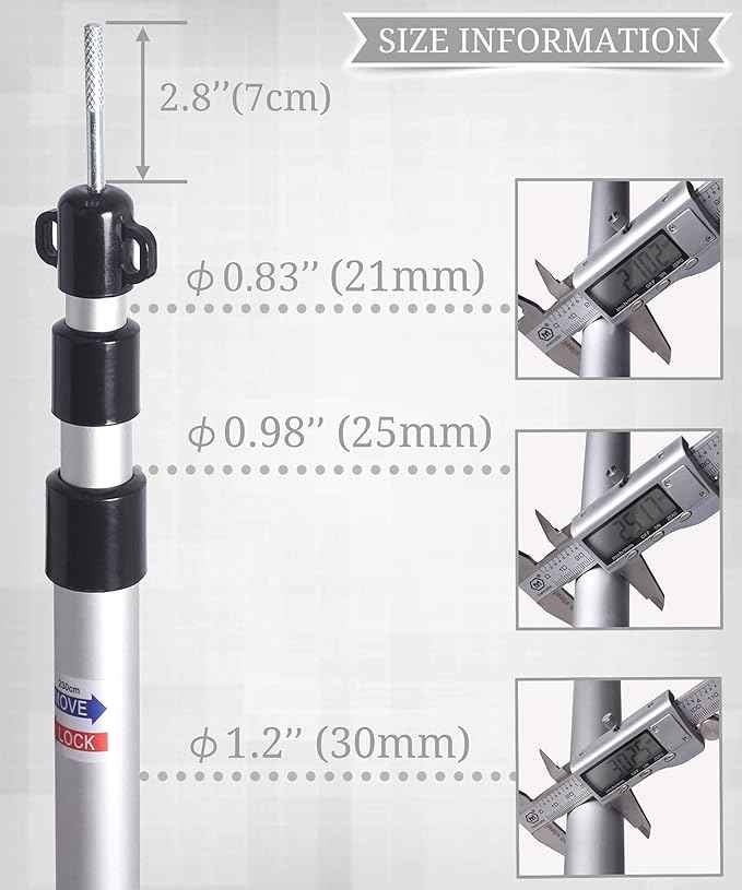 HIKEMAN Tent Poles Camping Poles for Tarp Awning Canopy Porch Sun Sails Tarpaulin Headroom Aluminium Adjustable Telescoping
