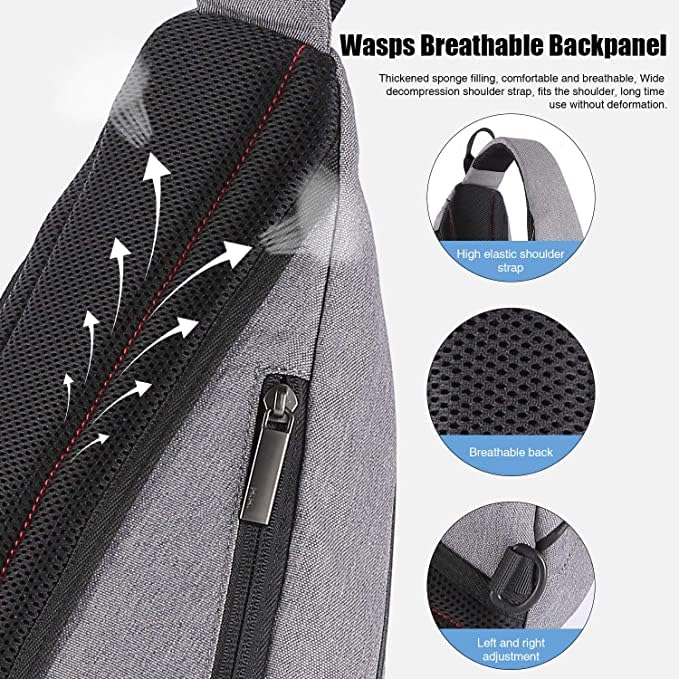 Sling Bag Men Backpack Unisex One Shoulder Bag Hiking Travel Backpack Crossbody with USB Port for Men Women Versatile Casual Daypack