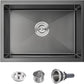POPFLY 23×18 Inch Undermounter Kitchen Sink, 18 Gauge Stainless Steel Handmade Single Bowl Outdoor Small Rv Sink 9 Inch Deep Black Bar Prep Sink