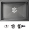 POPFLY 23×18 Inch Undermounter Kitchen Sink, 18 Gauge Stainless Steel Handmade Single Bowl Outdoor Small Rv Sink 9 Inch Deep Black Bar Prep Sink