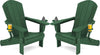 SERWALL Adirondack Chair with Cup Holders - Composite Adirondack Chairs Set of 2 HDPE Outdoor Chairs All Weather Use- Green