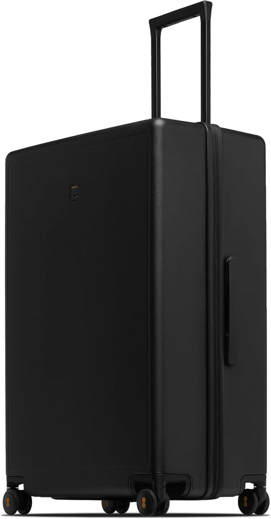LEVEL8 Checked Luggage, Large Hardside Suitcases with Wheels 28 Inch Luggage, Luminous Textured Lightweight Hard Shell Suitcases Locks Tsa Approved, Black