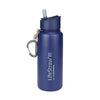 LifeStraw Go Stainless Steel Water Filter Bottle with 2-Stage Integrated Filter Straw, Double Wall Vacuum Insulated, for Hiking, Backpacking, and Travel, 24oz, Blue