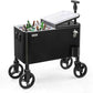 VINGLI 80 Quart Wagon Rolling Cooler Ice Chest, w/Long Handle and 10" Wheels, Portable Beach Patio Party Bar Cold Drink Beverage, Outdoor Park Cart on Wheels
