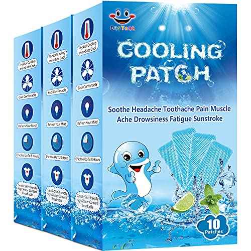 30 Sheets EasYeah Cooling Patches for Fever Discomfort & Migraine Relief (30 Count)