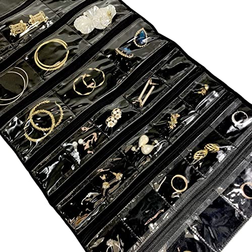 Travel Jewelry Roll Bag Portable Organizer Pouch With Grids&PVC Cover Storage Bags for Necklace