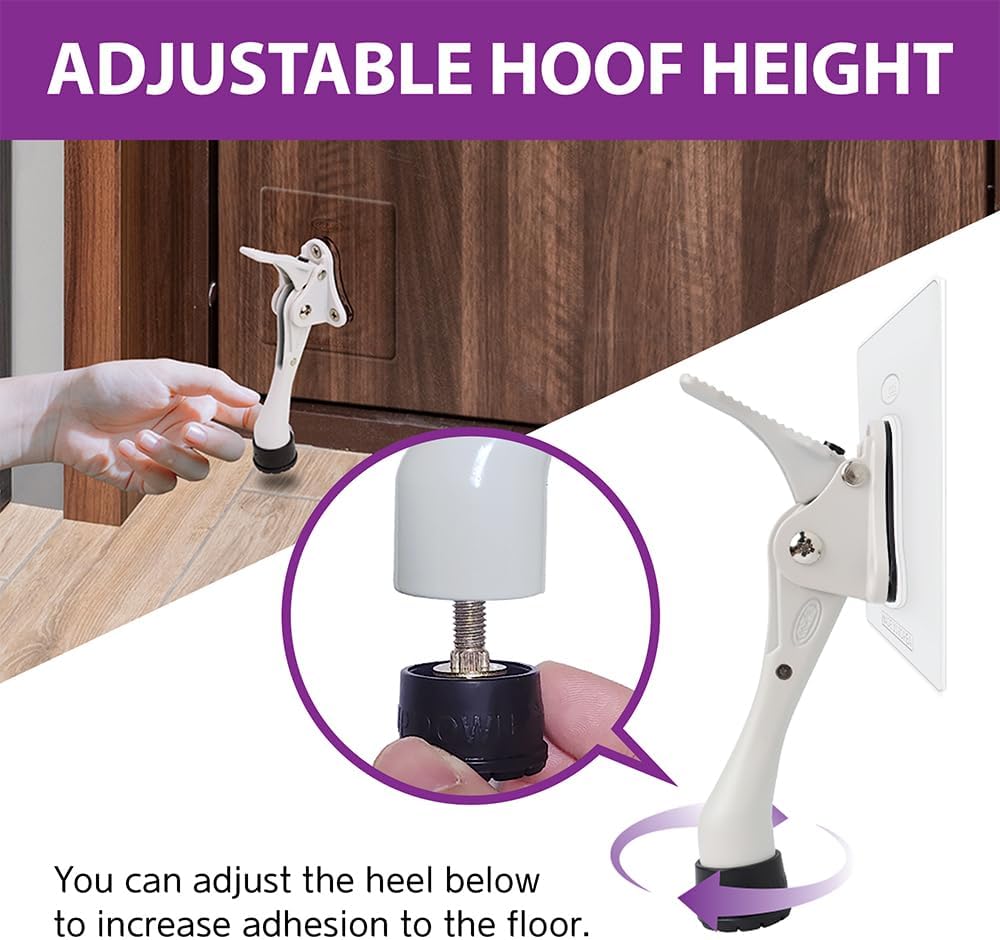 Door Stopper with Adhesive Bracket Stickers, No Drilling or Tools Needed, Available for All Doors, Door Holder, Heavy Door Stop, KickDown Door Stoppers, Bottom of Door by HASHI (White/Bracket 4pack)