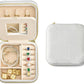 TAIMY Travel Jewelry Case,Small Plush Velvet Travel Jewelry organizer,Portable Mini Travel Jewelry Boxes for Rings Earrings Necklaces Bracelets(White,with Mirror)